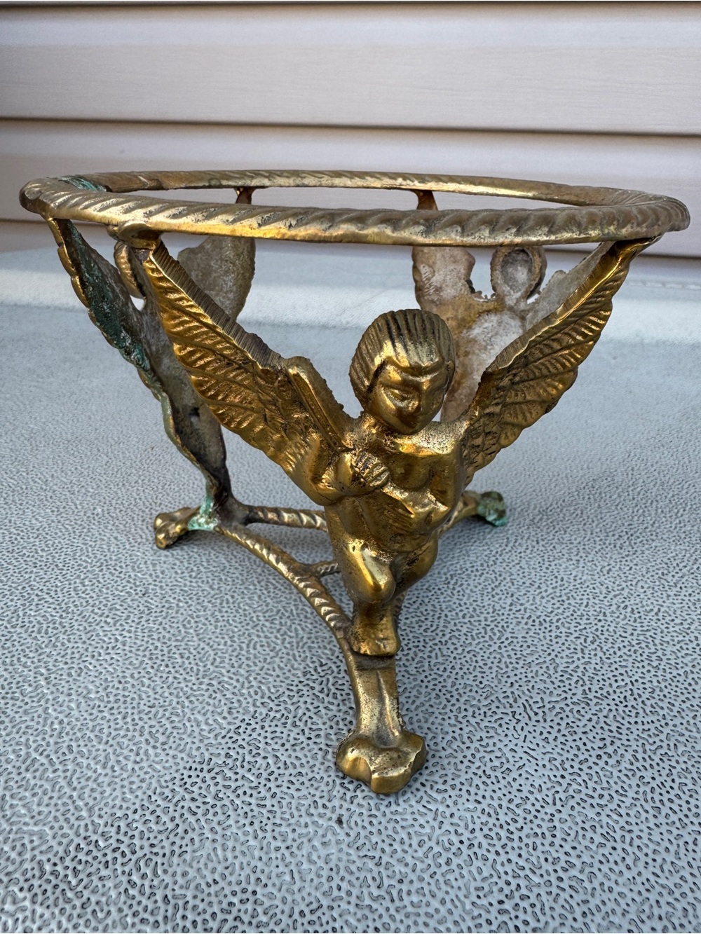 Vintage Brass Plant Stand, Angels, Bowl Caddy, or candle Holder